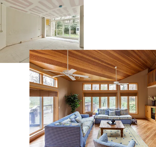 Living Room Remodel with New Flooring and Windows