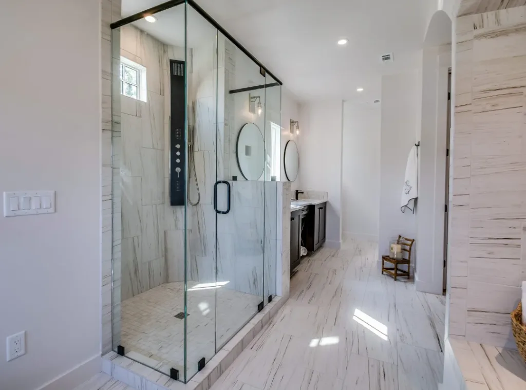 Glass Enclosure Walk-in Shower Tile Installation